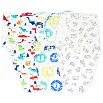 Callowesse Newborn Swaddle - 3 Pack - Dino Land, Little Lions & Exotic Kingdom