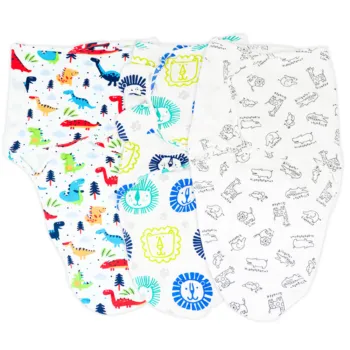 Callowesse Newborn Swaddle - 3 Pack - Dino Land, Little Lions & Exotic Kingdom