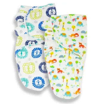 Callowesse Newborn Baby Swaddle - Pack of 2 - Little Lions & Exotic Kingdom