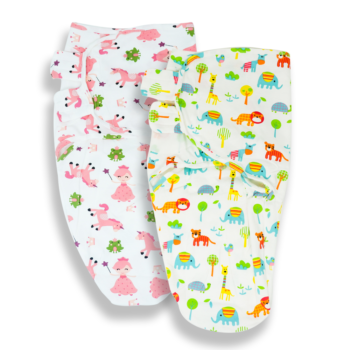 Callowesse Newborn Baby Swaddle - Pack of 2 - Pink Unicorns & Exotic Kingdom