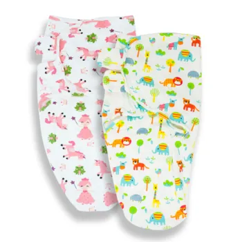 Callowesse Newborn Baby Swaddle - Pack of 2 - Pink Unicorns & Exotic Kingdom