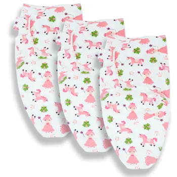 Callowesse Newborn Baby Swaddle - Pack of 3 - Pink Unicorns