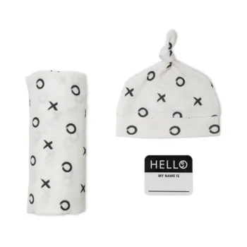 Lulujo Swaddle Blanket & Hat Bamboo – Hugs and Kisses