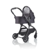 JuniorJones J-SPIRIT Carrycot - Graphite Black - With Stroller Front View