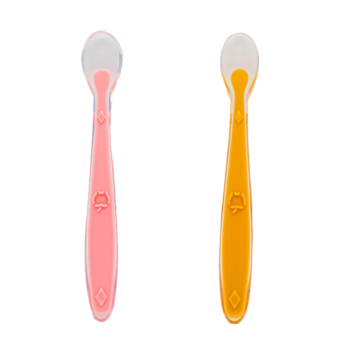 Callowesse Silicone Spoons 2 Pack - Pink and Orange