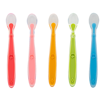 Callowesse Silicone Spoons 5 Pack - Blue, Green, Orange, Pink & Red