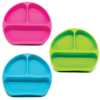 Callowesse Silicone Suction Plates 3 Pack - Green, Pink and Blue