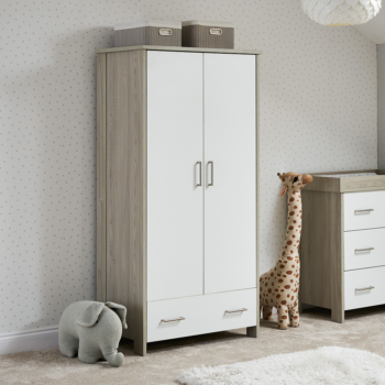 Nika Double Wardrobe- Grey wash & White- Lifestyle Image