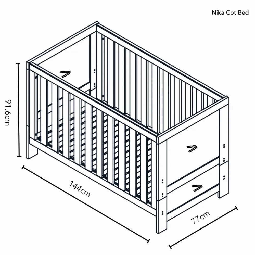 Obaby Nika Cot Bed Grey Wash Nursery Furniture Toddler Bed