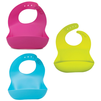 Callowesse Silicone Bibs 2 Pack - Lime Green Pink and Blue