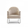 Round Back Ropcking Chair- White with Oatmeal- Front View