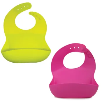 Callowesse Silicone Bibs 2 Pack - Lime Green and Pink