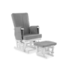 Deluxe Reclining Glider Chair and Stool- White with Grey Cushions- Main Image