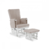Deluxe Reclining Glider Chair and Stool- White with Sand Cushions- Main Image