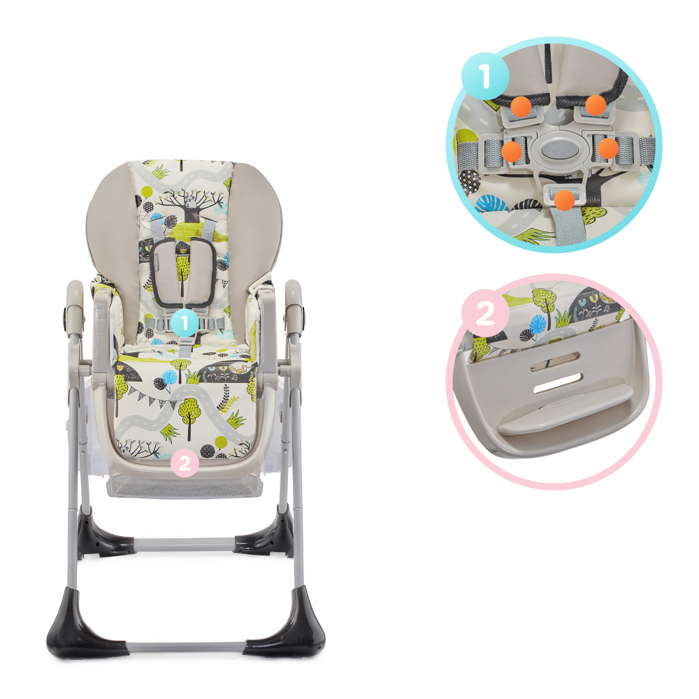 Kinderkraft Tastee Highchair Pink Leaf Feeding Chair Baby