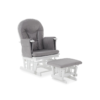 Obaby- Reclining Glider Chair & Stool- White with Grey Cushion- Main Image