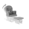 Obaby- Reclining Glider Chair & Stool- White with Grey Cushion- Rocker