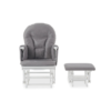 Obaby- Reclining Glider Chair & Stool- White with Grey Cushion- front image