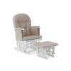 Obaby- Reclining Glider Chair & Stool- White with Sand Cushion- Main Image