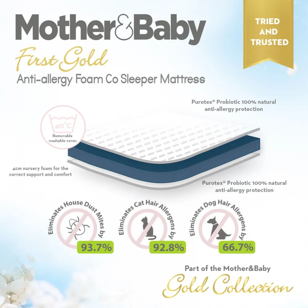 Mother&Baby First Gold Anti Allergy Foam Co Sleeper Mattress 83 x 50 cm - Image 4