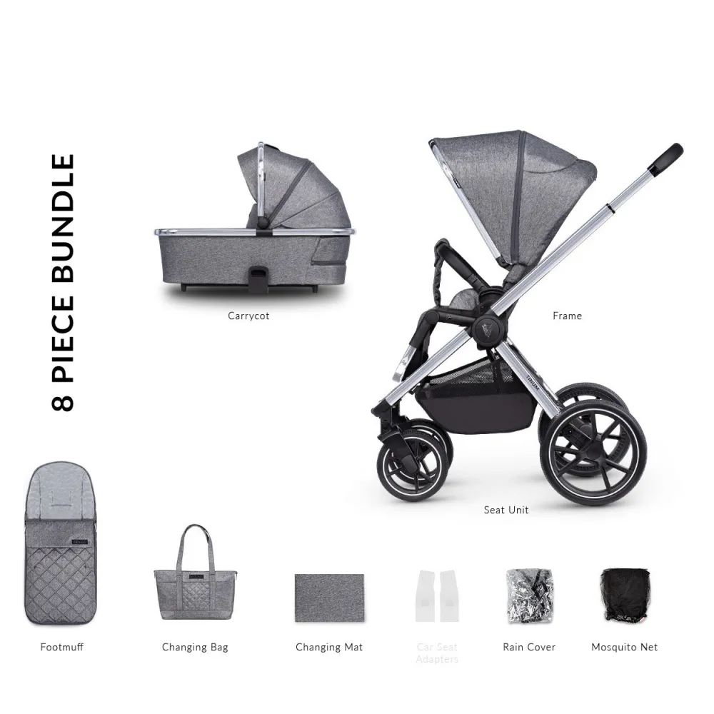 Venicci Tinum 2.0 2in1 Travel System- Rock Graphite- 8 Piece Bundle