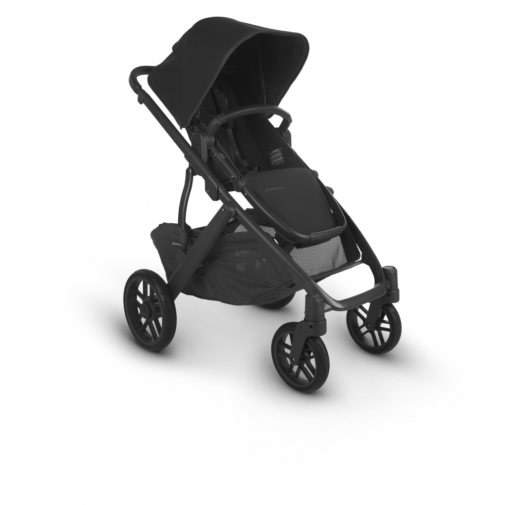 Black sales leather stroller