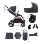 Mamas & Papas Ocarro 3 in 1 Travel System 9 Piece Bundle Including Cybex Aton 5 Car Seat - Navy Flannel