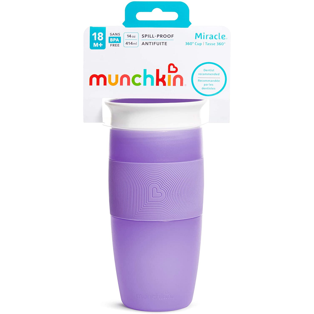 Munchkin Miracle 360 Toddler Sippy 14oz Cup - Purple - Image 4