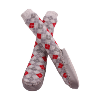 Minene Grey and Red Sock Slippers - 12-18 Months