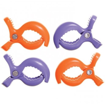 Dreambaby Strollerbuddy Stroller Clips - Pack of 4 - Orange & Purple