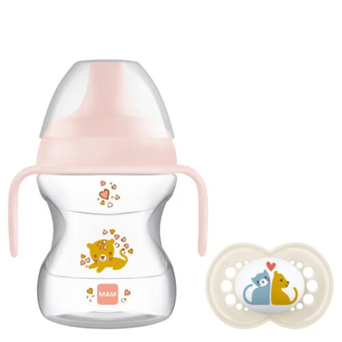 MAM Drinking Cup Learn to Drink Cup with Soother – Pink
