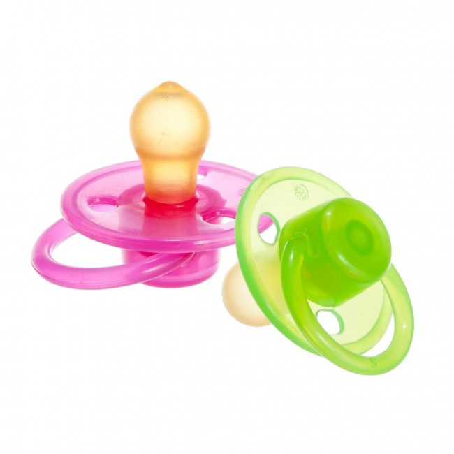 Junior Macare Cherry Latex Soothers - 0m+ - Pink and Green - Twin Pack Pink / Green Unisex
