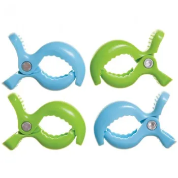 Dreambaby Strollerbuddy Stroller Clips - Green & Blue