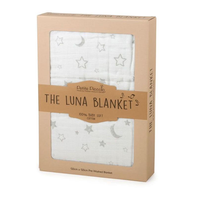 Petite Piccolo Luna Blanket with Moon & Stars Design 