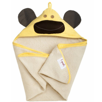 3 Sprouts Yellow Monkey Hooded Baby Towel