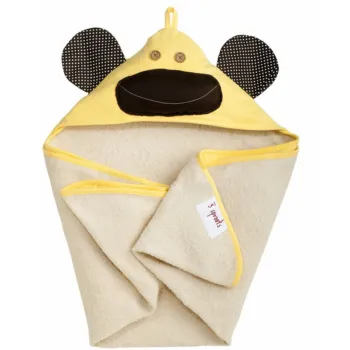 3 Sprouts Yellow Monkey Hooded Baby Towel