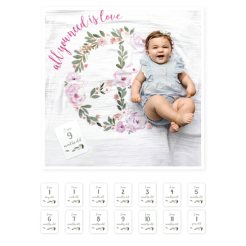 Lulujo Single Cotton Swaddle & Cards - All You Need Is Love