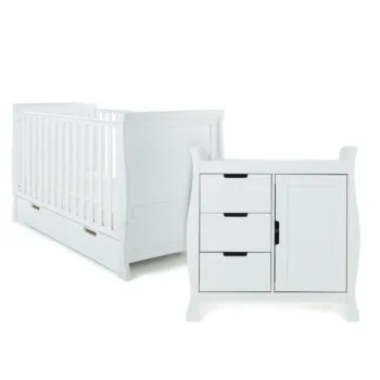 Obaby Stamford Classic Sleigh 2 Piece Nursery Furniture Room Set - White