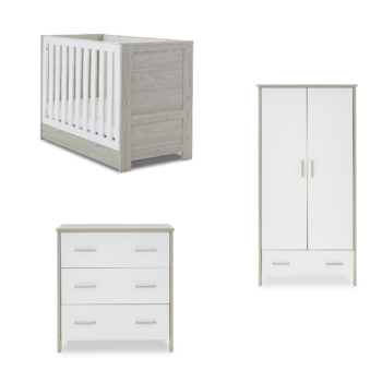 Obaby Nika Mini 3 Piece Room Set & Underdrawer - Grey Wash & White