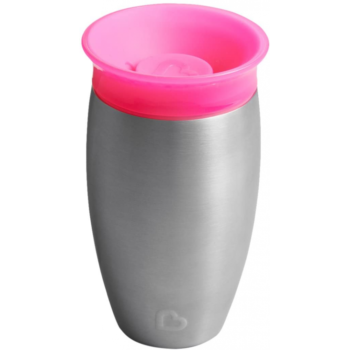 Munchkin Miracle Stainless Steel 360 Sippy Cup, 10 oz, Pink