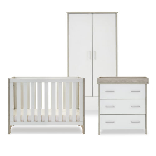 Obaby Nika Mini 3 Piece Room Set - Grey Wash & White