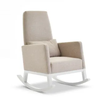 Obaby High Back Rocking Chair – White with Oatmeal Cushion