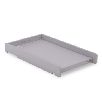 Obaby Stamford cot top changer in warm grey, featuring a sleek and sturdy wooden design with raised sides for secure baby changing.