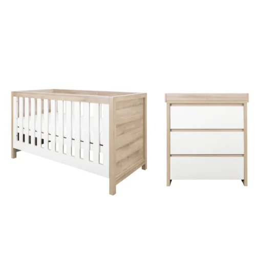 Tutti Bambini Modena 2 Piece Nursery Furniture Room Set - White & Oak