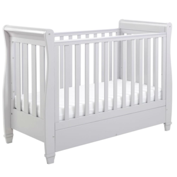Babymore Eva Sleigh Dropside Mini Cot Bed with Drawer – Grey