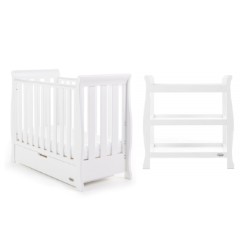 Obaby Stamford Space Saver 2 Piece Nursery Furniture Room Set Includes Cot Bed And Changing Unit - White
