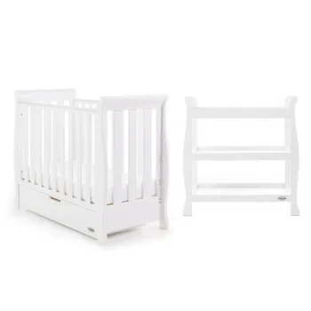 Obaby Stamford Space Saver 2 Piece Nursery Furniture Room Set Includes Cot Bed And Changing Unit - White