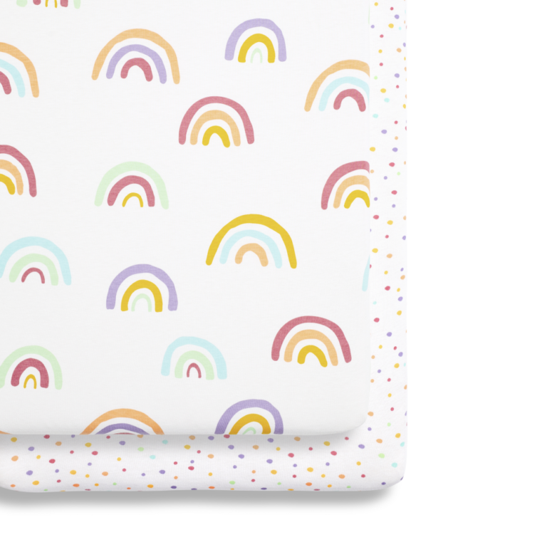 Snuz 2 Pack Crib Fitted Sheets Rainbow Olivers BabyCare