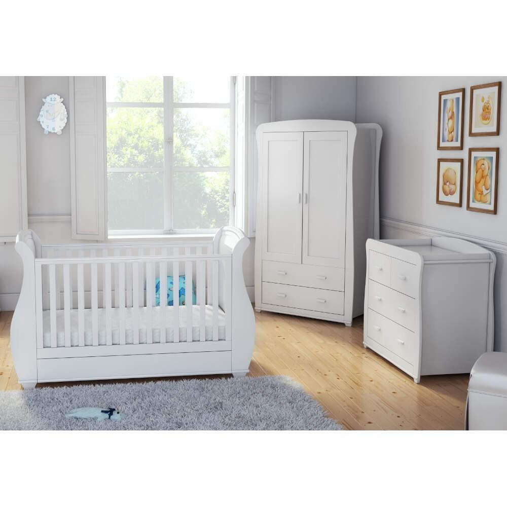Babymore Bel Sleigh 4 Piece Room Set White