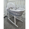Cuddles Collection Grey Wicker Moses Basket With Leo And Friends Print – Made Exclusively in the UK
